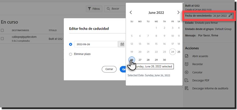 Editar la fecha de caducidad