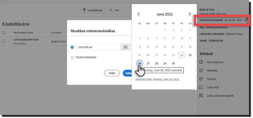 Muokkaa viimeistä voimassaolopäivää
