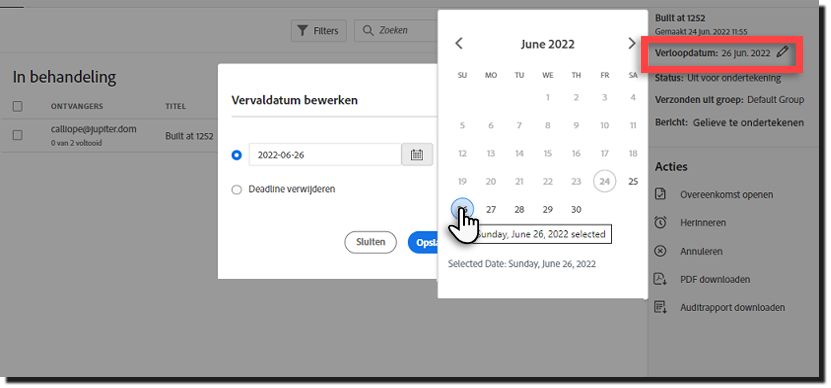 De vervaldatum bewerken