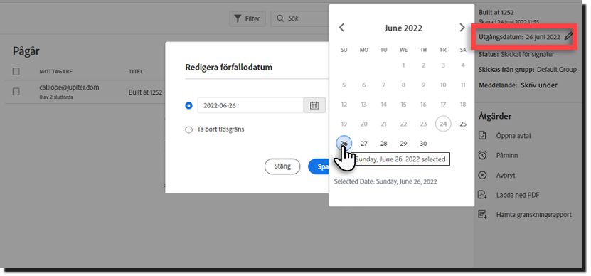 Redigera förfallodatum