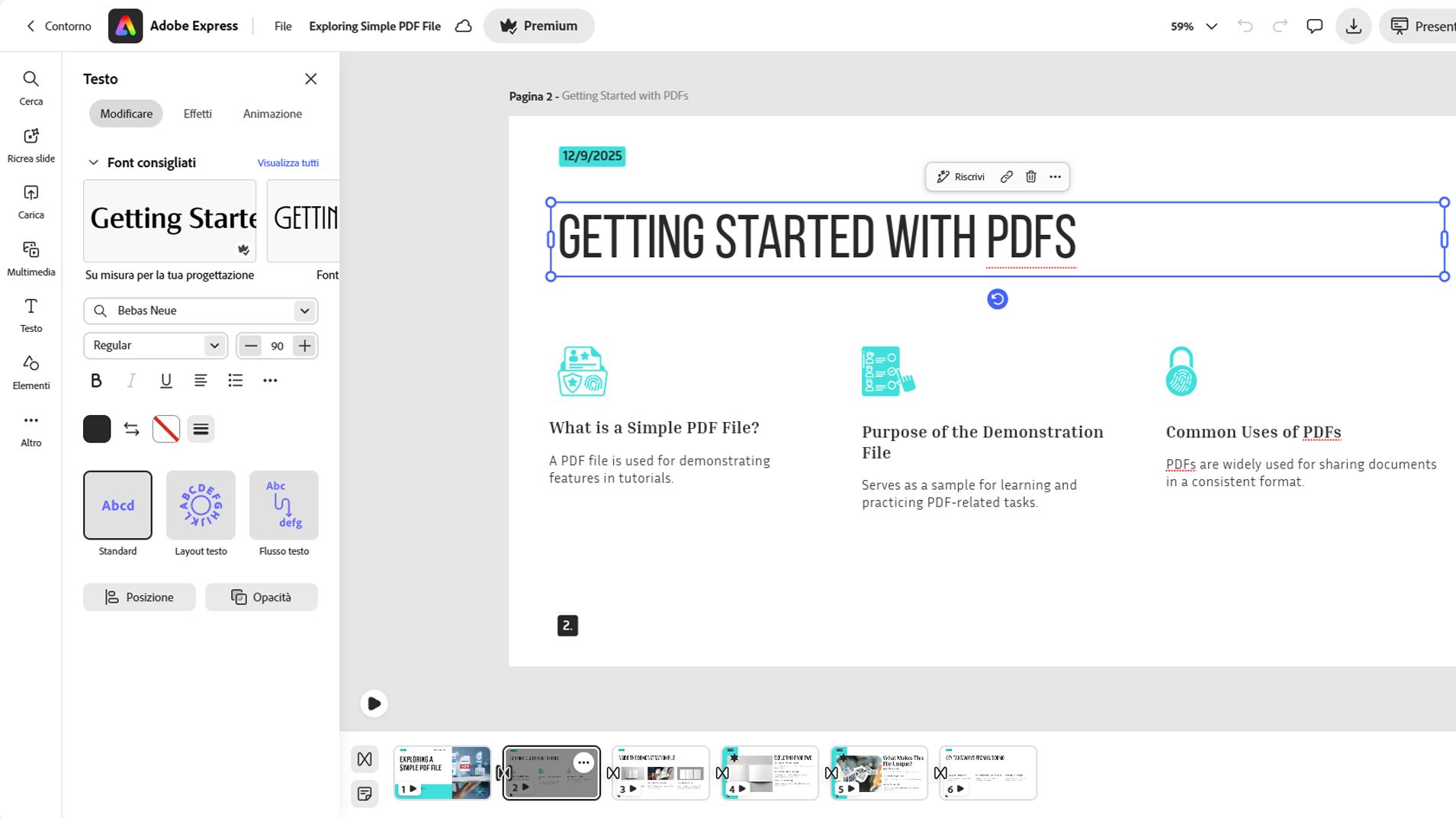 Il pannello Strumenti di modifica si apre accanto a una diapositiva e consente di personalizzare una singola diapositiva o tutte le diapositive.