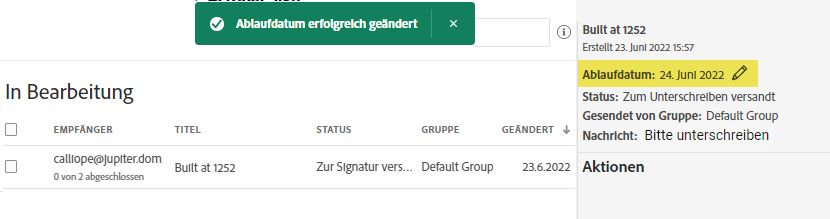 Bearbeitetes Ablaufdatum