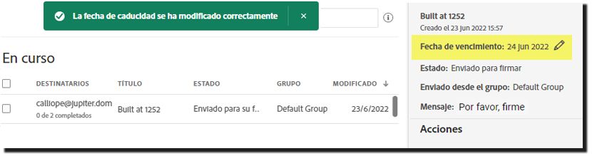 Fecha de caducidad editada