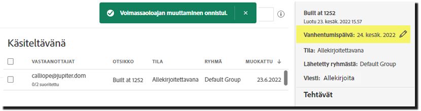 Muokattu viimeinen voimassaolopäivä