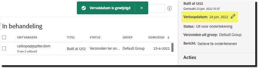 Bewerkte vervaldatum