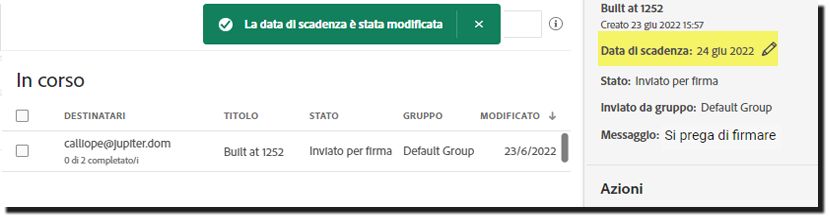 Data di scadenza modificata