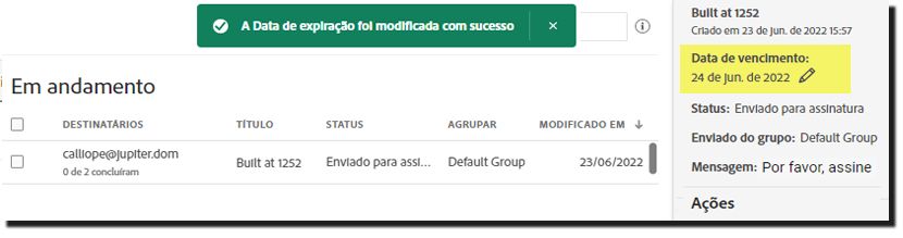 Data de expiração editada