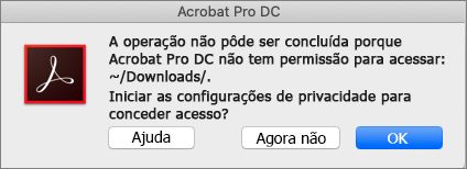 Caixa de diálogo de permissão do Acrobat/Reader
