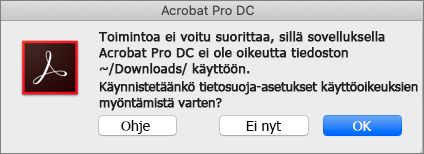 Acrobat/Reader-käyttöoikeusvalintaikkuna