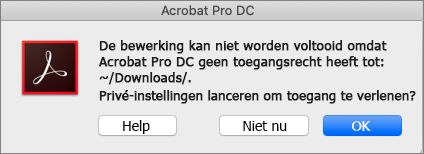 Toestemmingsdialoogvenster Acrobat/Reader