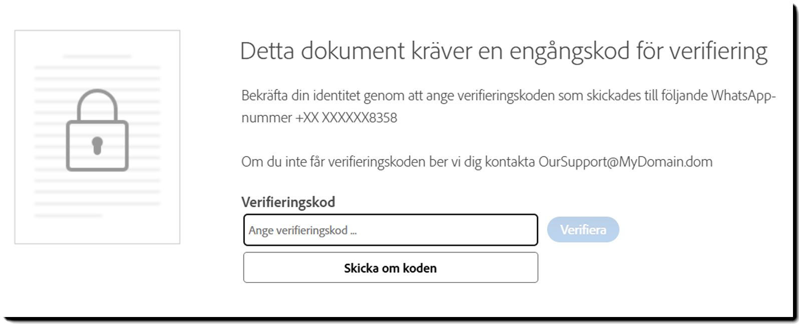 Ange verifieringskoden