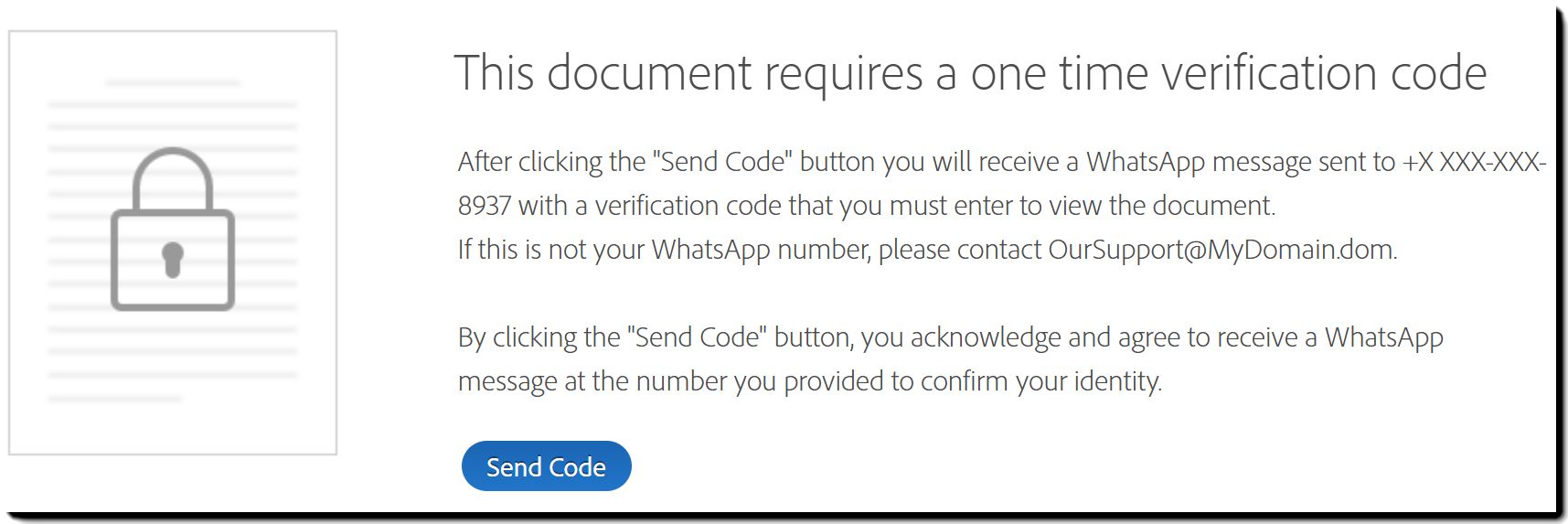 Solicitação de autenticação por email do WhatsApp