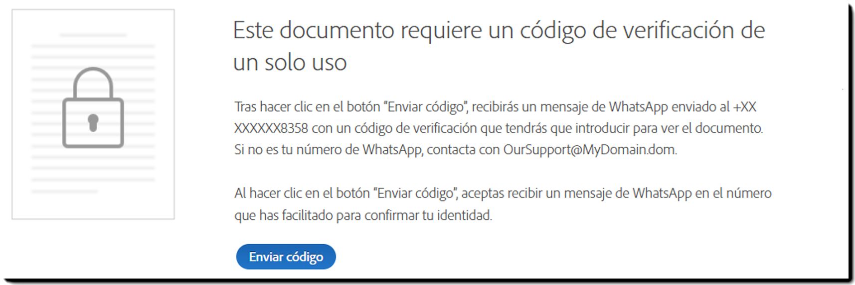 Solicitud de autenticación de correo electrónico de WhatsApp