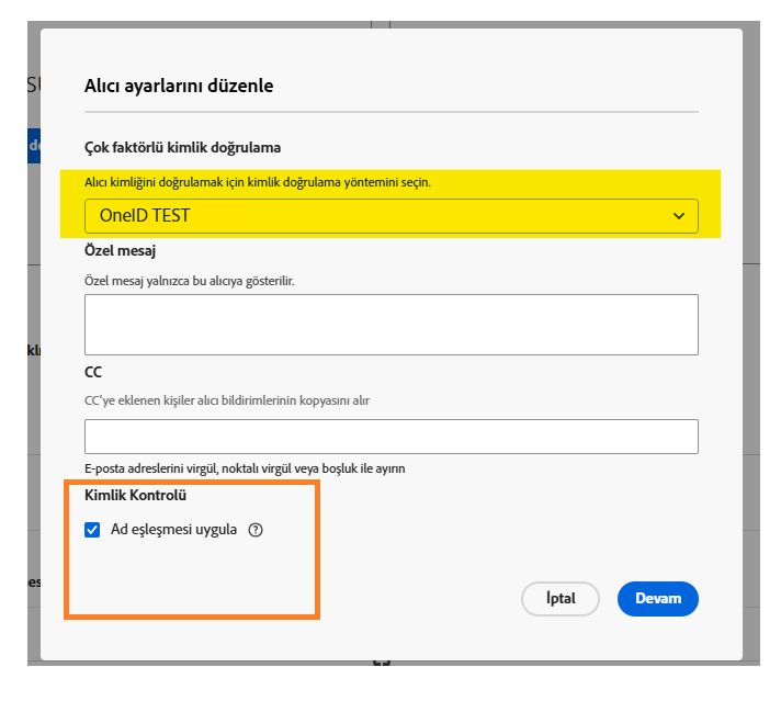 E-posta kontrolüne izin verildiğinde alıcı ayarlarının gönderen görünümü