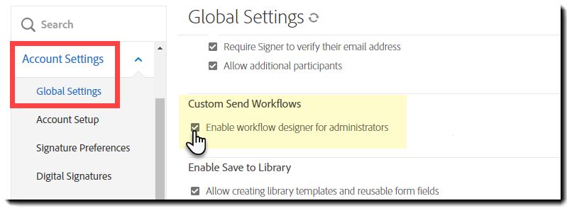Configurar os fluxos de trabalho que serão expostos para a conta