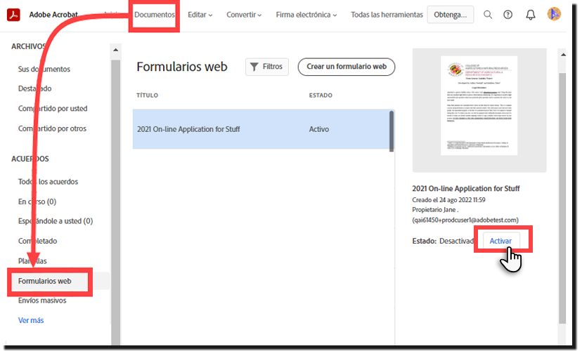 Reactivar un formulario web