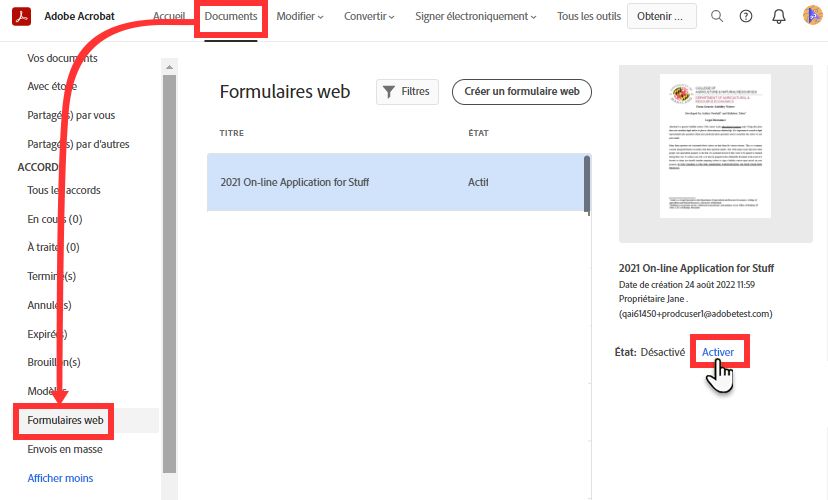 Réactiver un formulaire web