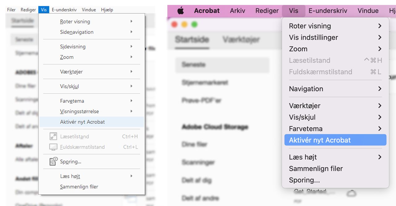 Sådan aktiverer du det nye Acrobat