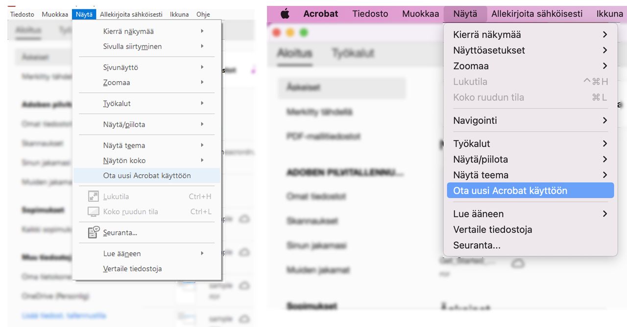 Uuden Acrobatin käyttöönotto