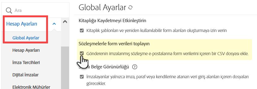 Verilerle oluşturulmuş CSV'leri etkinleştirme