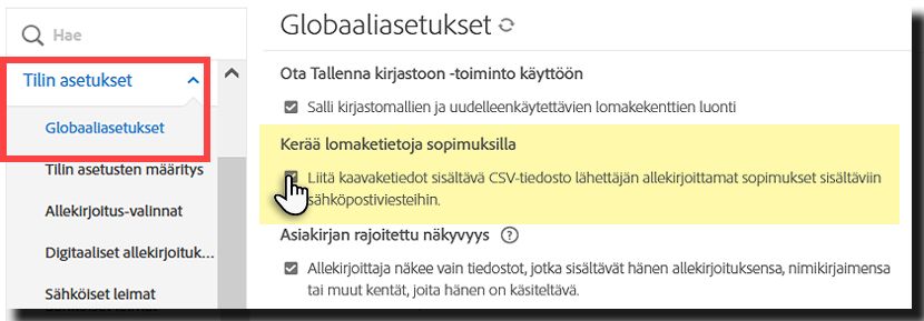Ota CSV käyttöön datasta