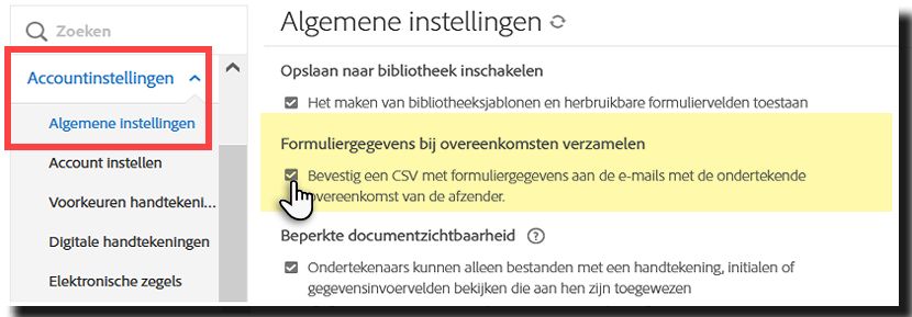 CSV van gegevens inschakelen