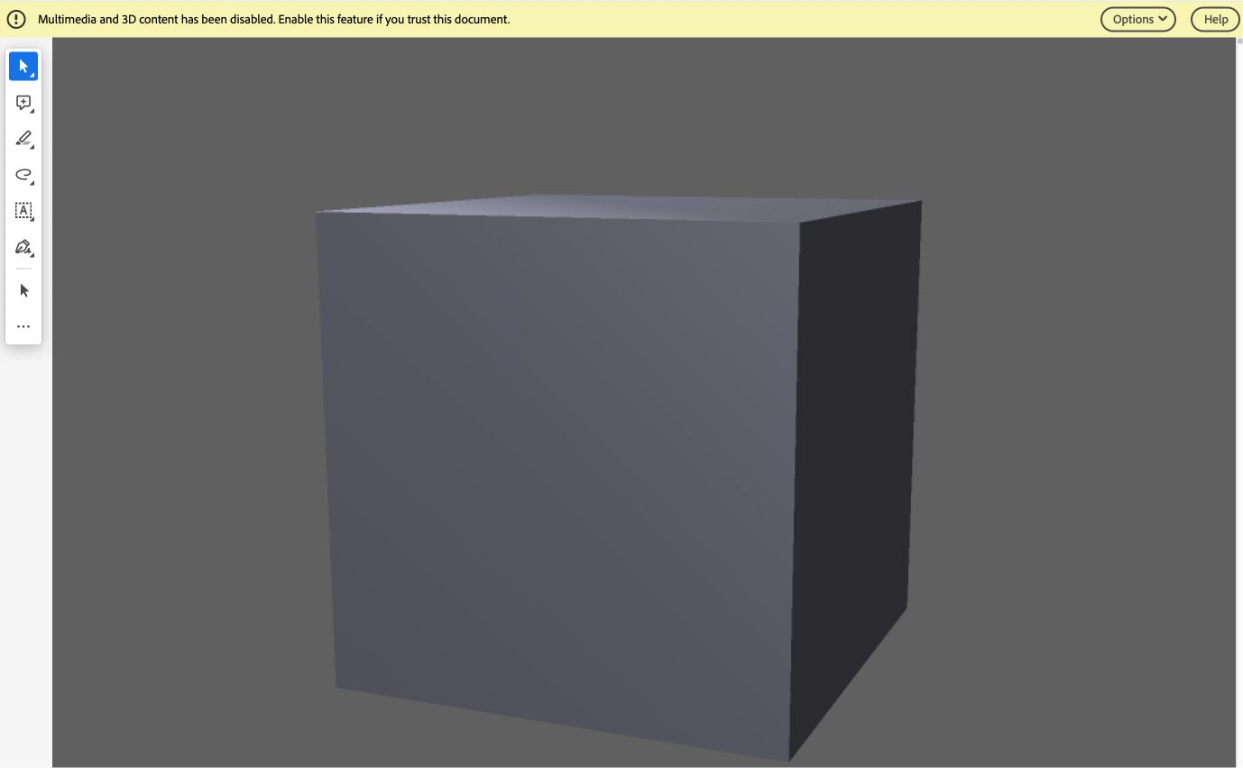 Включение 3D-содержимого в документе PDF, Adobe Acrobat и Reader