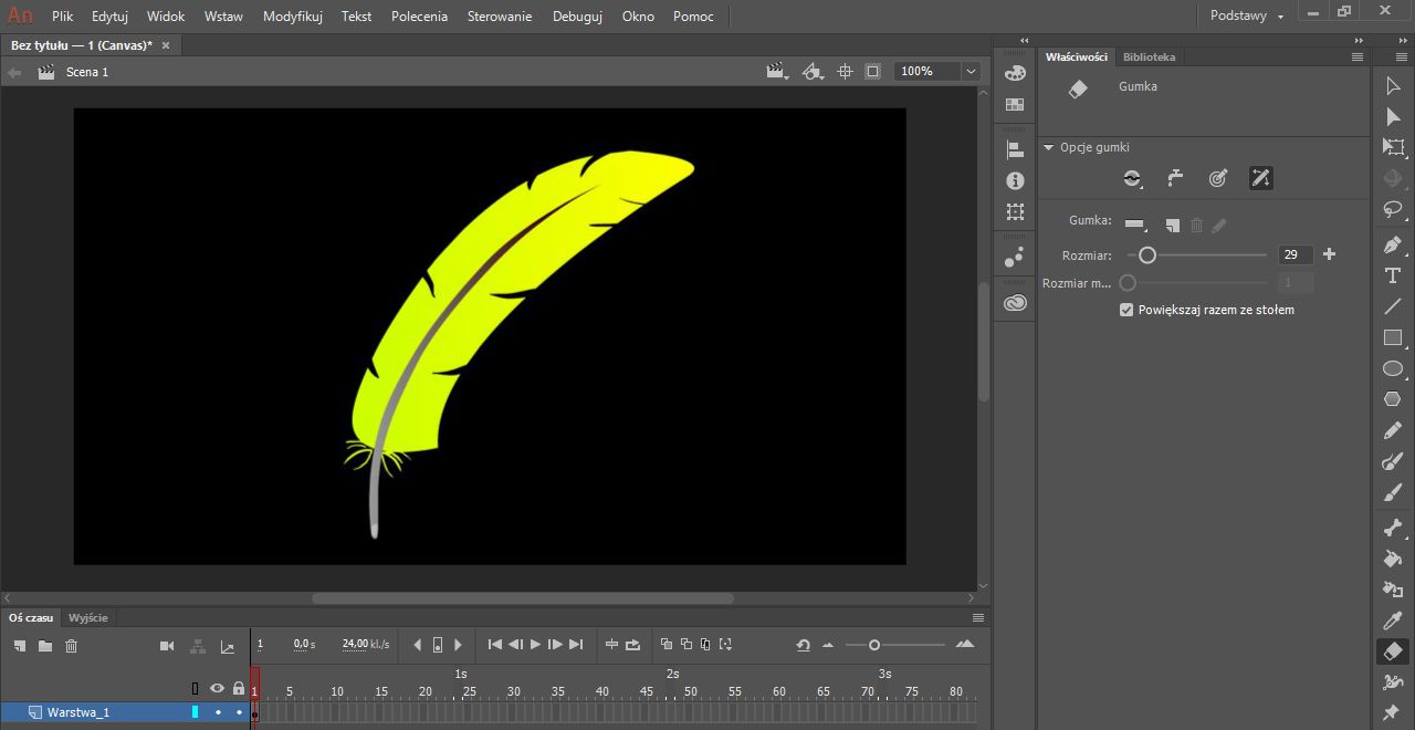 Ilustracja zastosowania opcji Nacisk i Pochylenie
