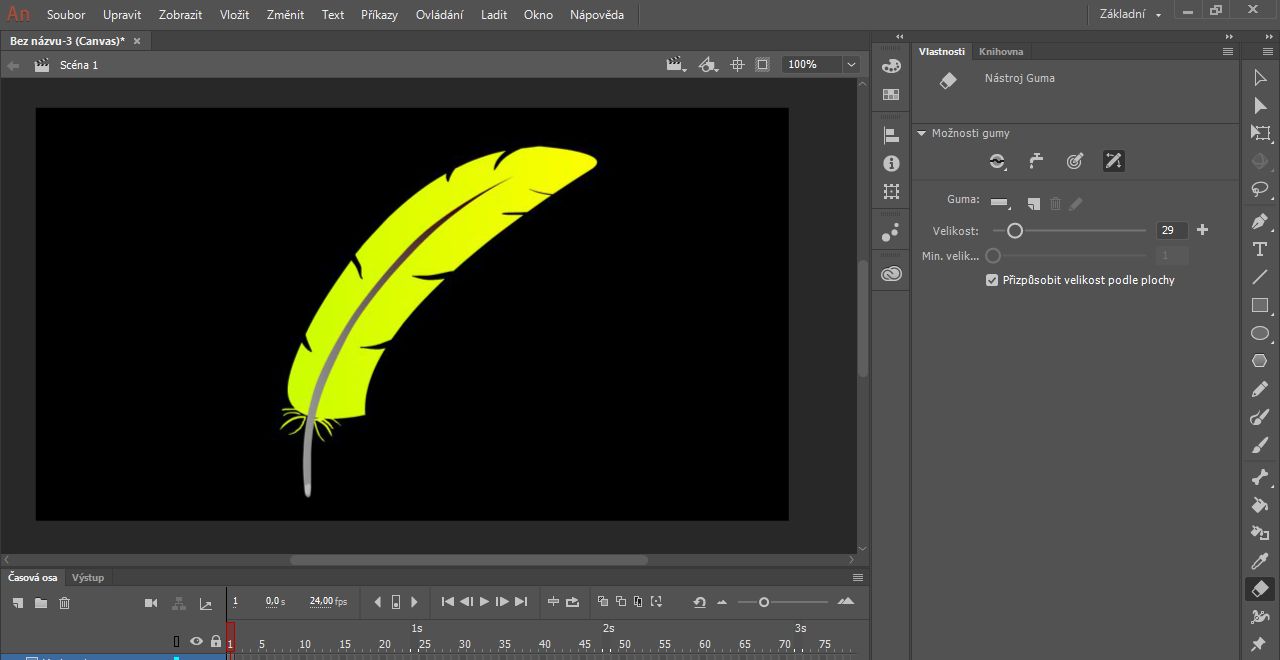 Obrázek znázorňující použití možností tlaku a náklonu