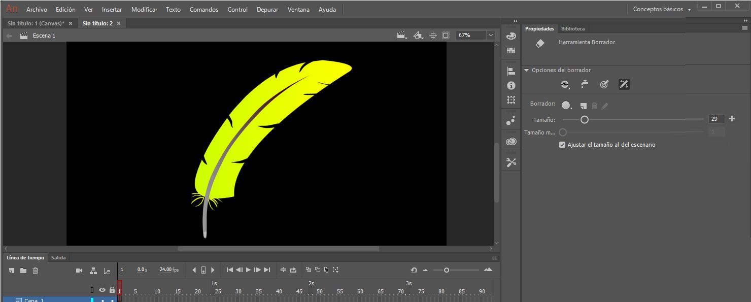 Ilustración que muestra la aplicación de las opciones de presión y de inclinación