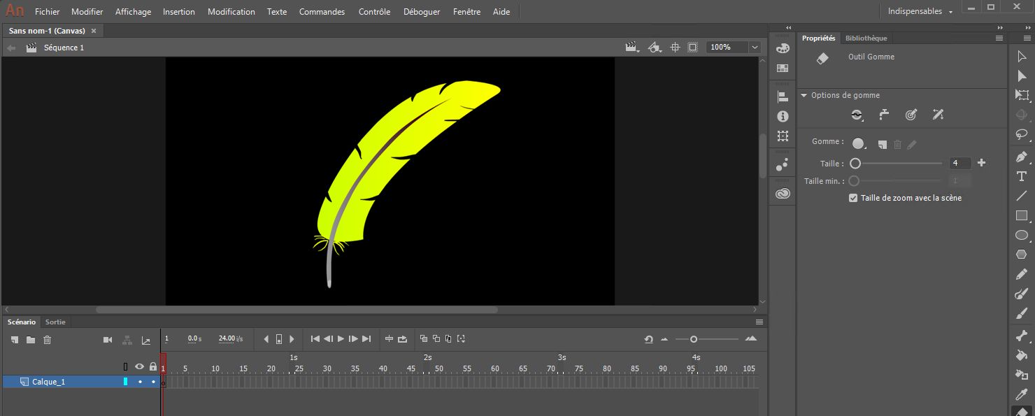 Illustration de l’application des options de pression et d’inclinaison
