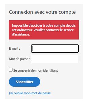 Message d’erreur lors du rejet d’une adresse IP