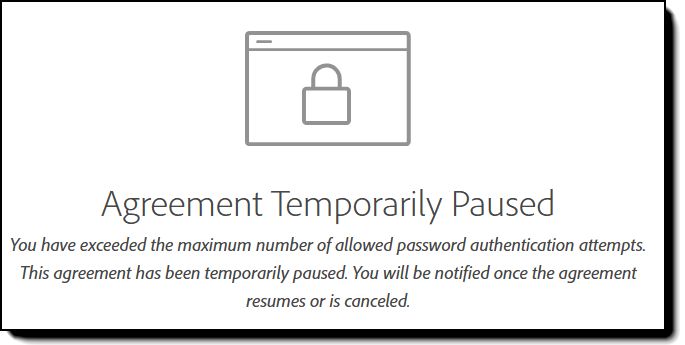 Fout bij ondertekenen door ontvanger met een bericht dat de ontvanger niet kan doorgaan na mislukte authenticatiepogingen.