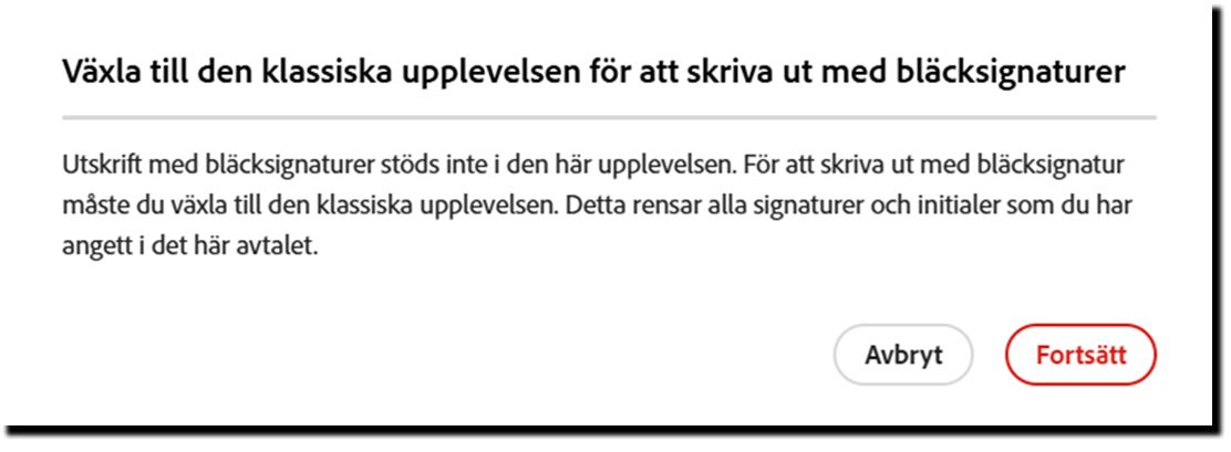Lösning på problemen med att bekräfta ändringen till utskrift, signering och uppladdning.