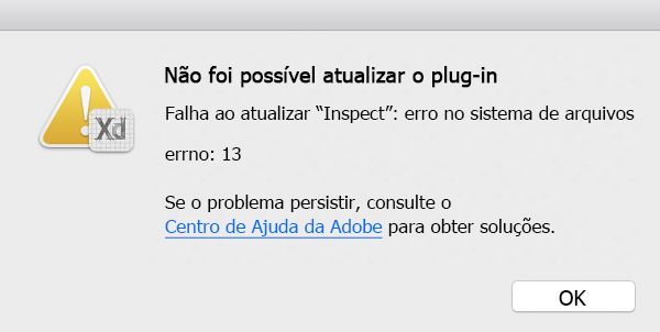 Mensagem de erro de mostra