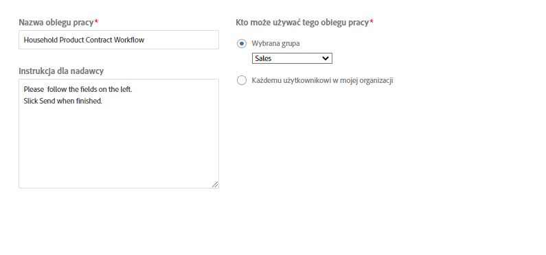 Przykładowe informacje o obiegu pracy