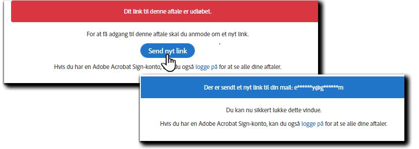 Beskeder om udløbne links