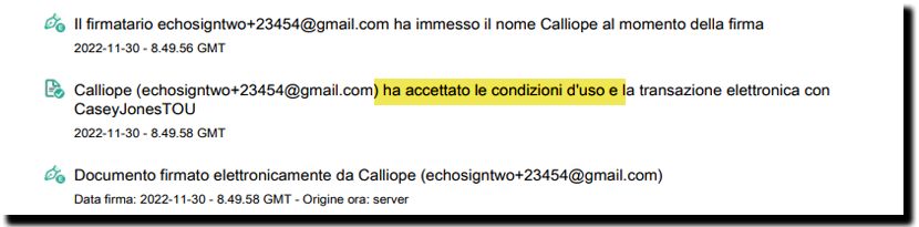 Consenso esplicito durante la firma nel registro di audit