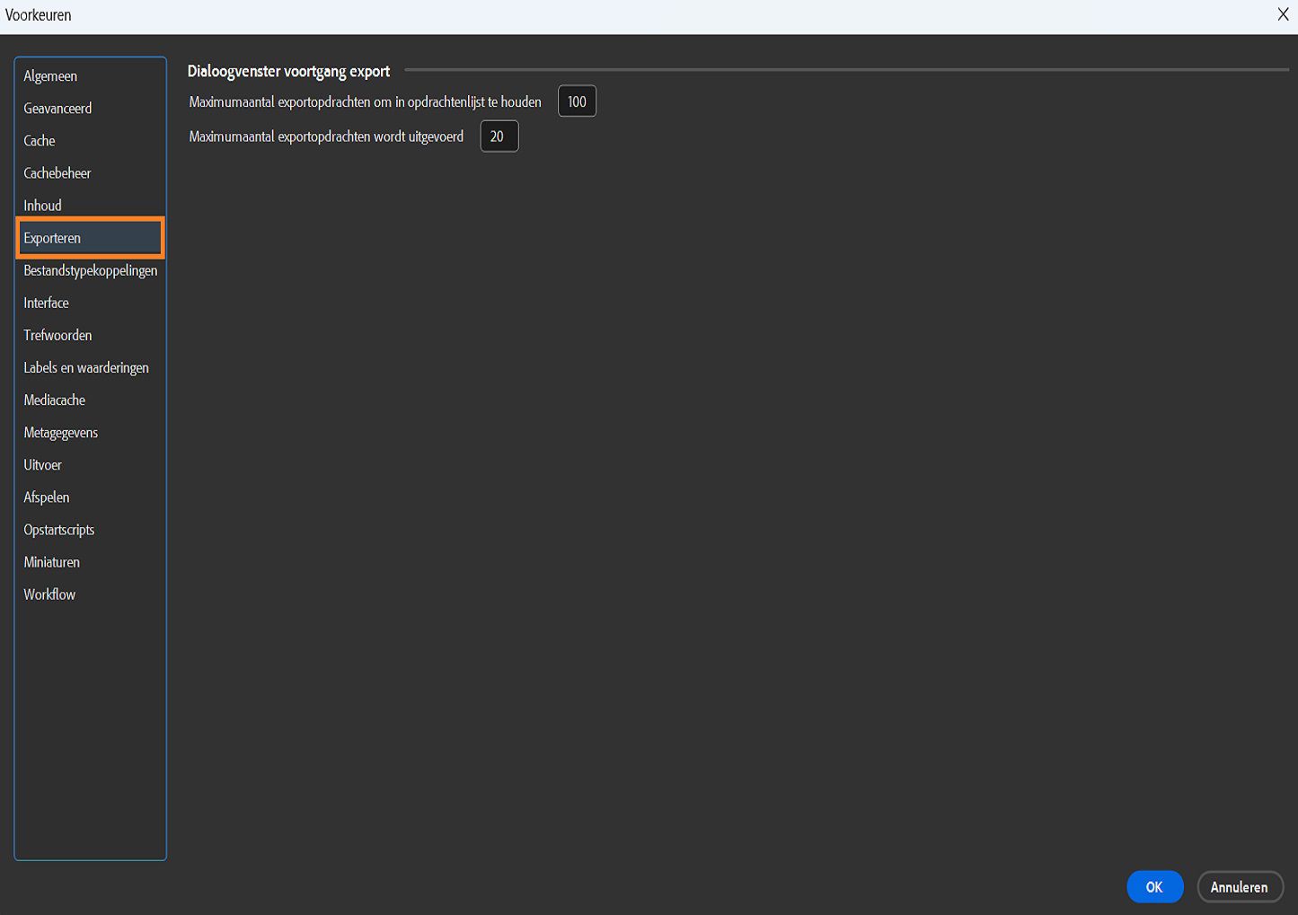 Leer hoe u exportvoorkeuren instelt in Adobe Bridge.