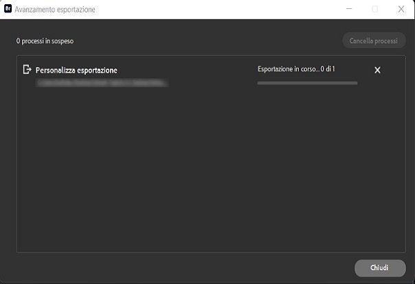 Esplorate la finestra di dialogo di avanzamento esportazione in Adobe Bridge.