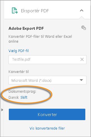 Eksportér PDF fra Acrobat Reader