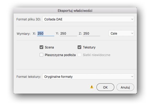 Eksportowanie warstw 3D w programie Photoshop