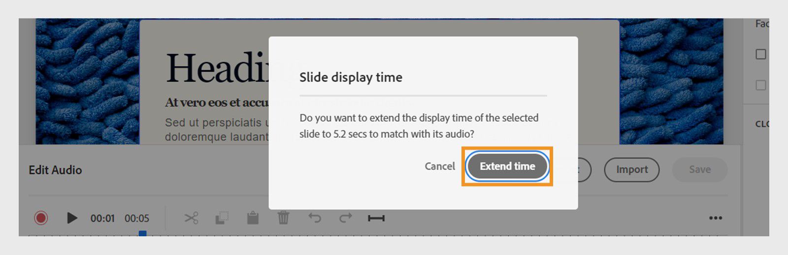 This is an image that shows how to extend slide time