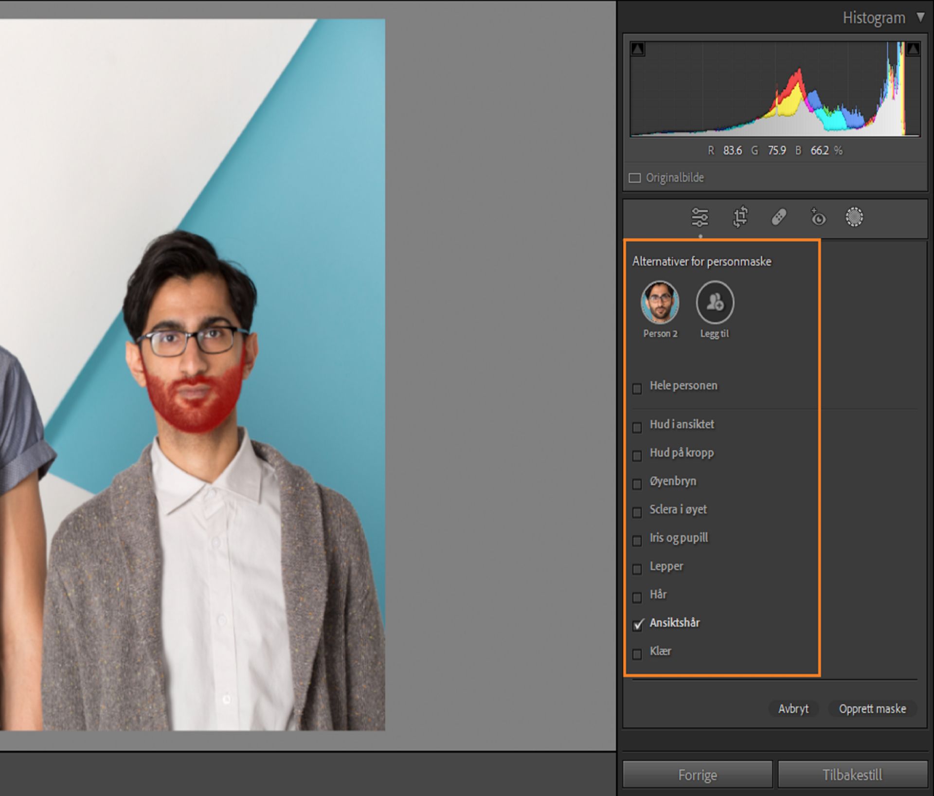 Et bilde av en mann med maskert skjegg for å vise frem evnen til å automatisk markere ansiktshår