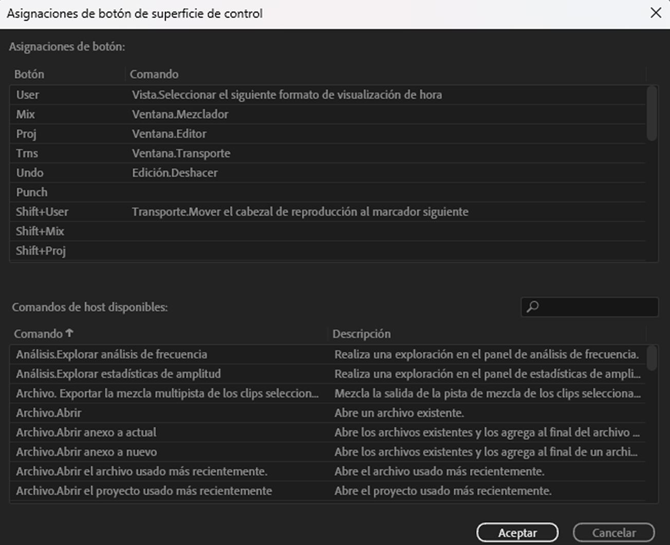Configuración de asignación de botones