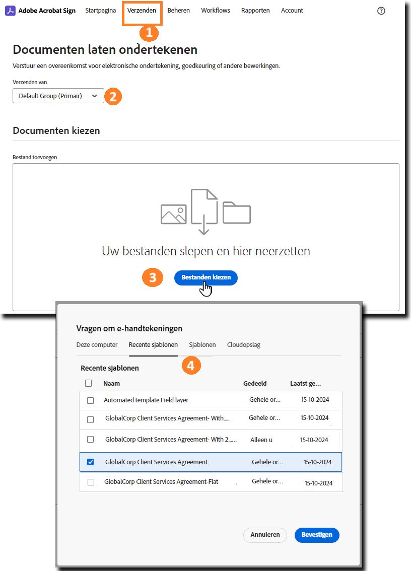 De eerste pagina voor het selecteren van bestanden met uitgevouwen interface om een bestand te selecteren