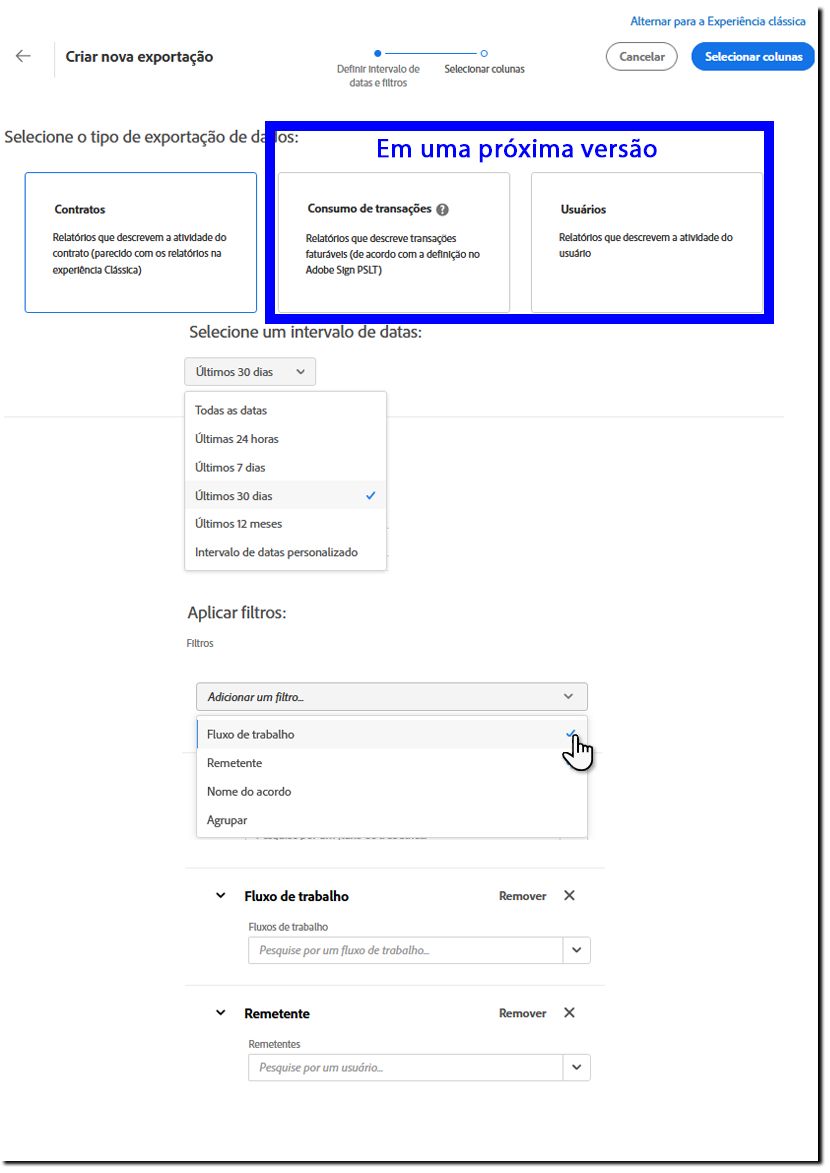 Filtros de data e objeto