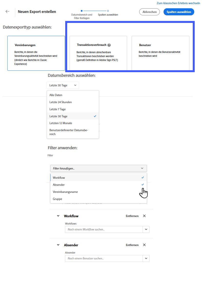Datums- und Objektfilter