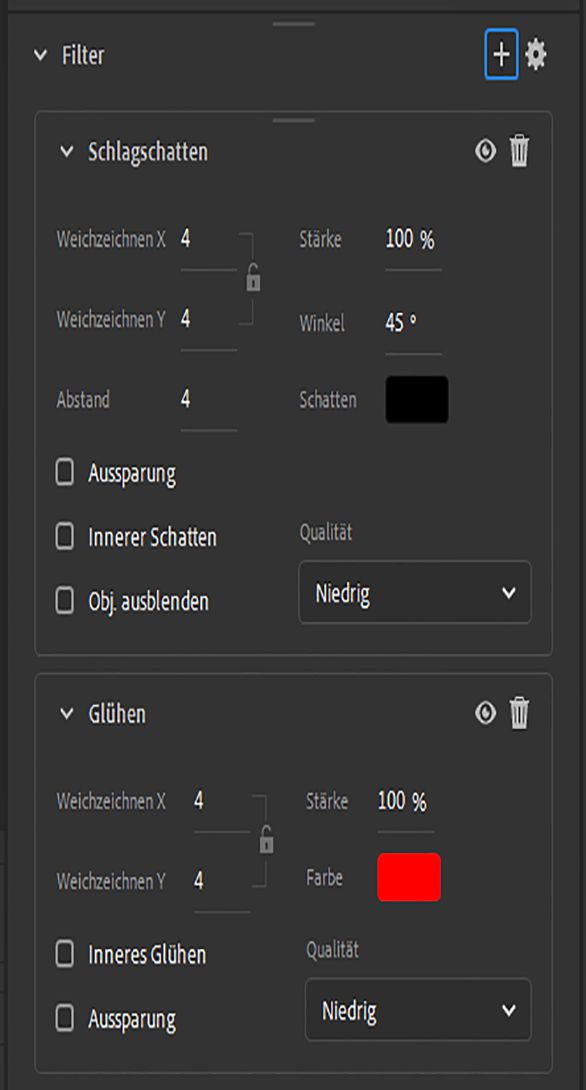 Modernisierte Filtereinstellungen