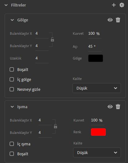 Modernleştirilmiş filtre ayarları